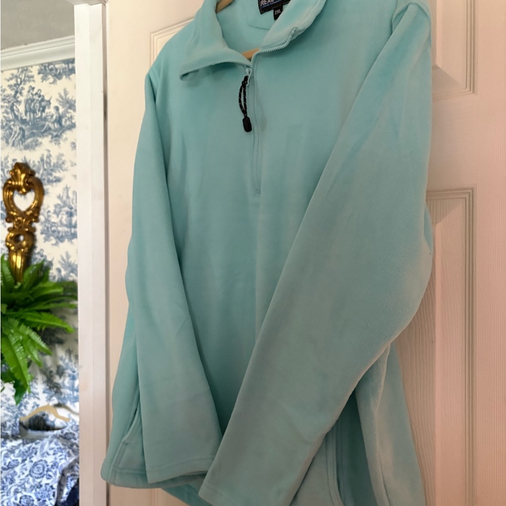 Real Work Light Aqua Fleece Pullover - 2XL